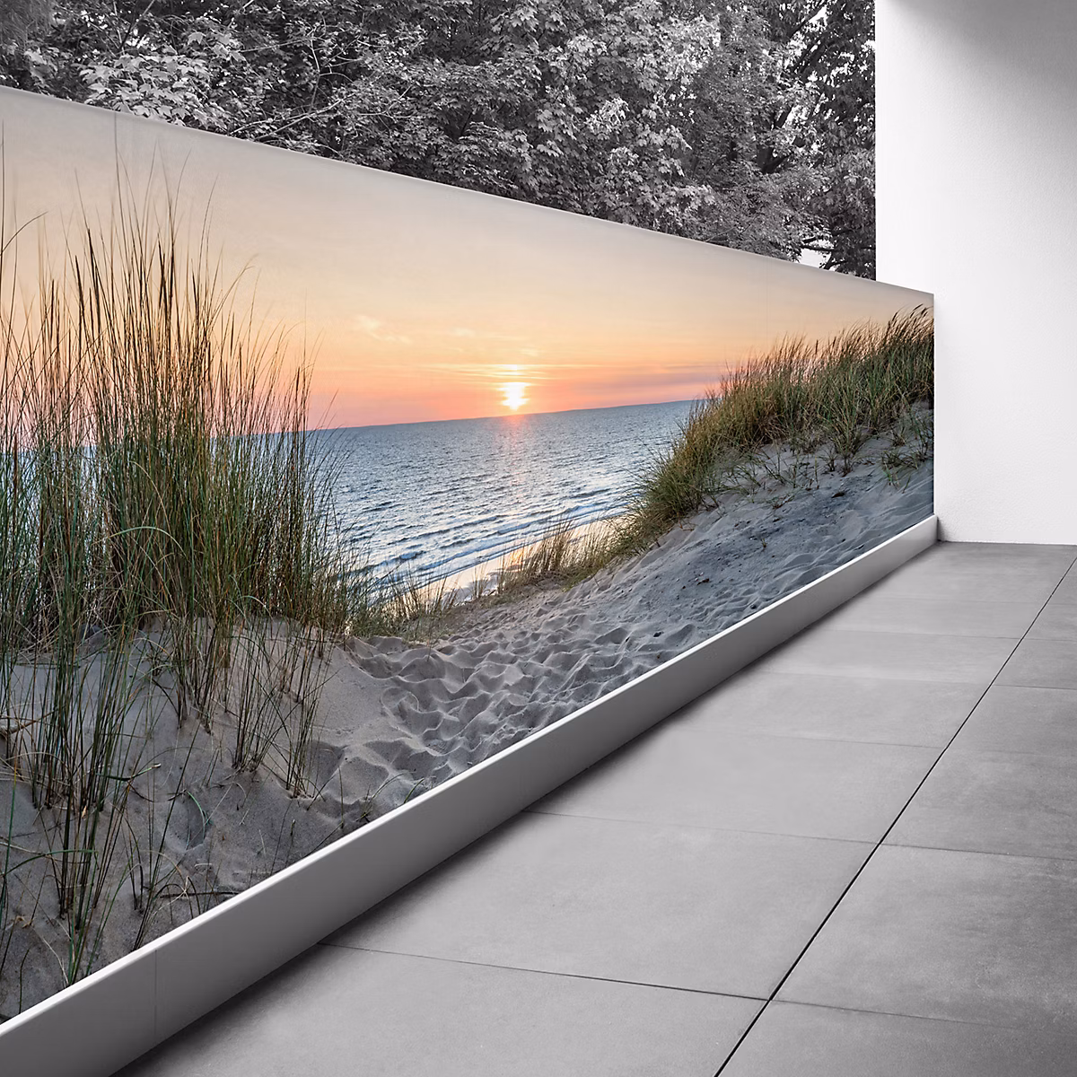 Brise vue Trompe l'oeil – 110 × 305 cm, Couché de soleil 3617689694818