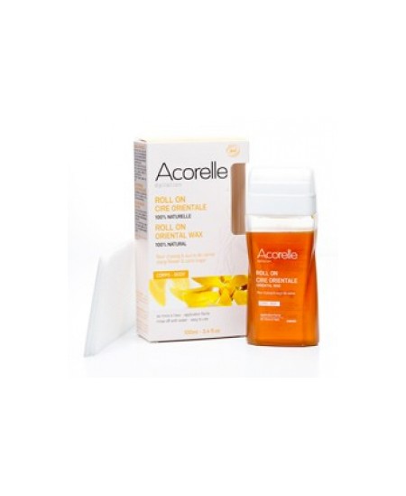 Acorelle - Roll on de cire orientale Fleur d'Ylang et sucre de canne - 100ml + 10 bandes lavables