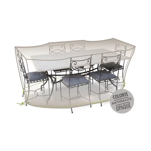 Pour la maison et l’extérieur:Housse table rectangulaire + chaises 6-8 pers. de coloris anthracite