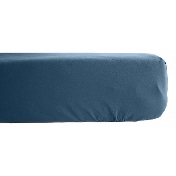 Drap housse percale pur coton peigné longues fibres 80 fils/cm² avec bonnet de 35 cm Vent du sud – 90 × 190, Marine