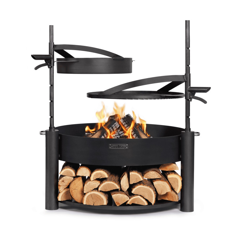 Ensemble brasero MONTANA X 80 cm avec grille, mât et poêle en acier