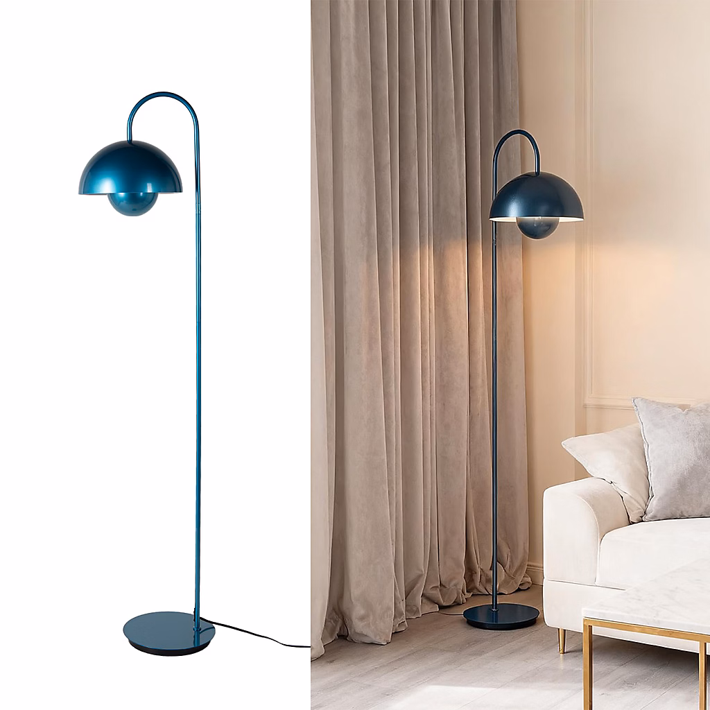 ALPINALUZ Lampadaire forme zêta – métal style nordique , douille E27 bleu
