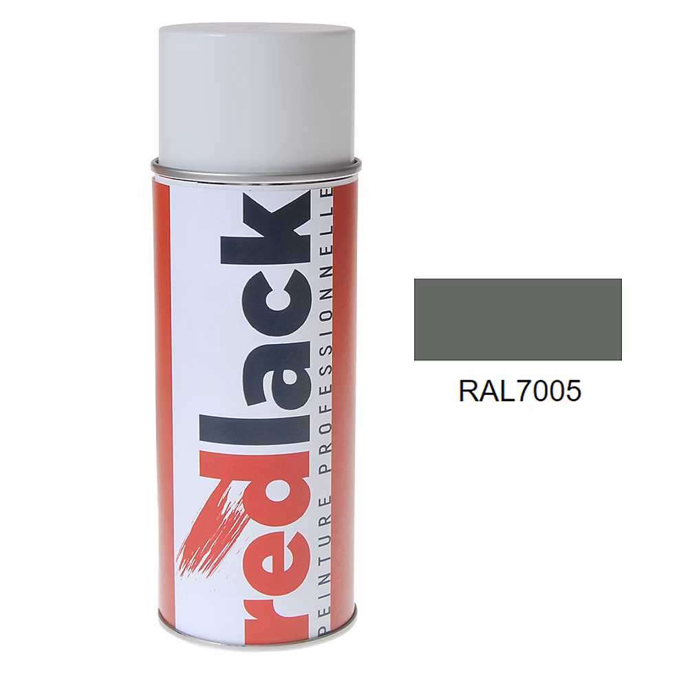 Bombe de peinture Aérosol – spray, 400ml, RAL 7005 Gris souris, Mat, multisupport, Redlack, RAL7005