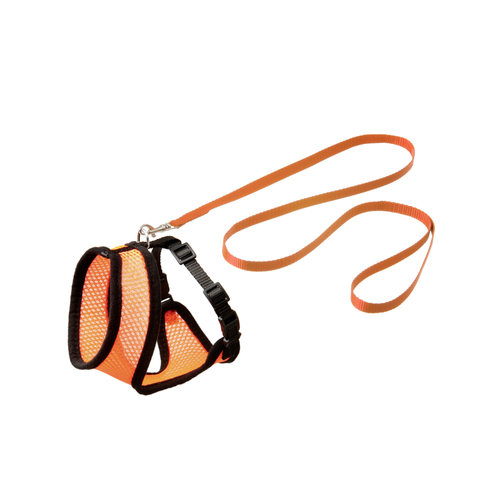 HARNAIS AVEC LAISSE POUR CHATON 'HARMS' FLAMINGO® - ORANGE & NOIR - 28CM