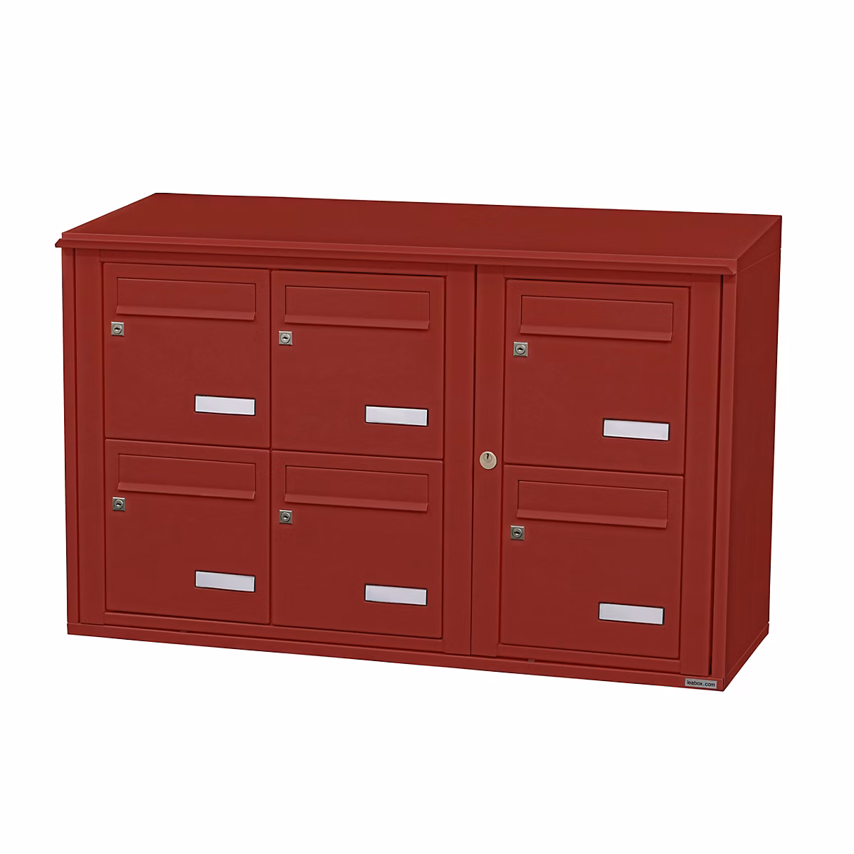 Bloc collectif leabox.com – 3x2, grade 3, simple face, Extérieur, fixation murale, Rouge brun RAL 3011 finition brillante