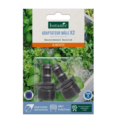Confort nature：2 Branchements cannelés mâle 20 x 27 mm botanic® - Arrosage goutte à goutte