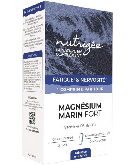 Nutrigee - Magnésium Marin Fort B6 B9 Fer 60 comprimés bi couche