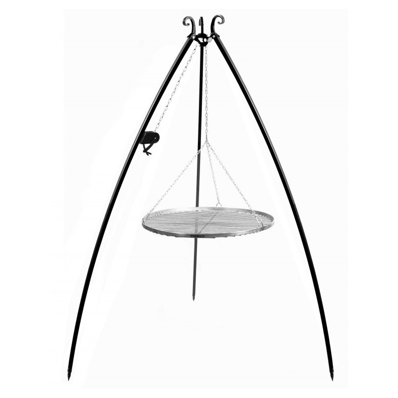 Gril trépied 200 cm avec moulinet - Grille acier 50 cm