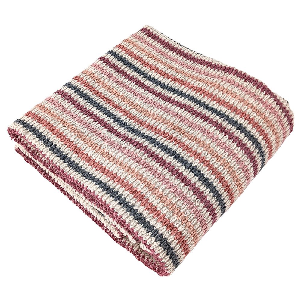 Drap de bain à rayures pur coton 100 × 150 cm collection BREEZE rose