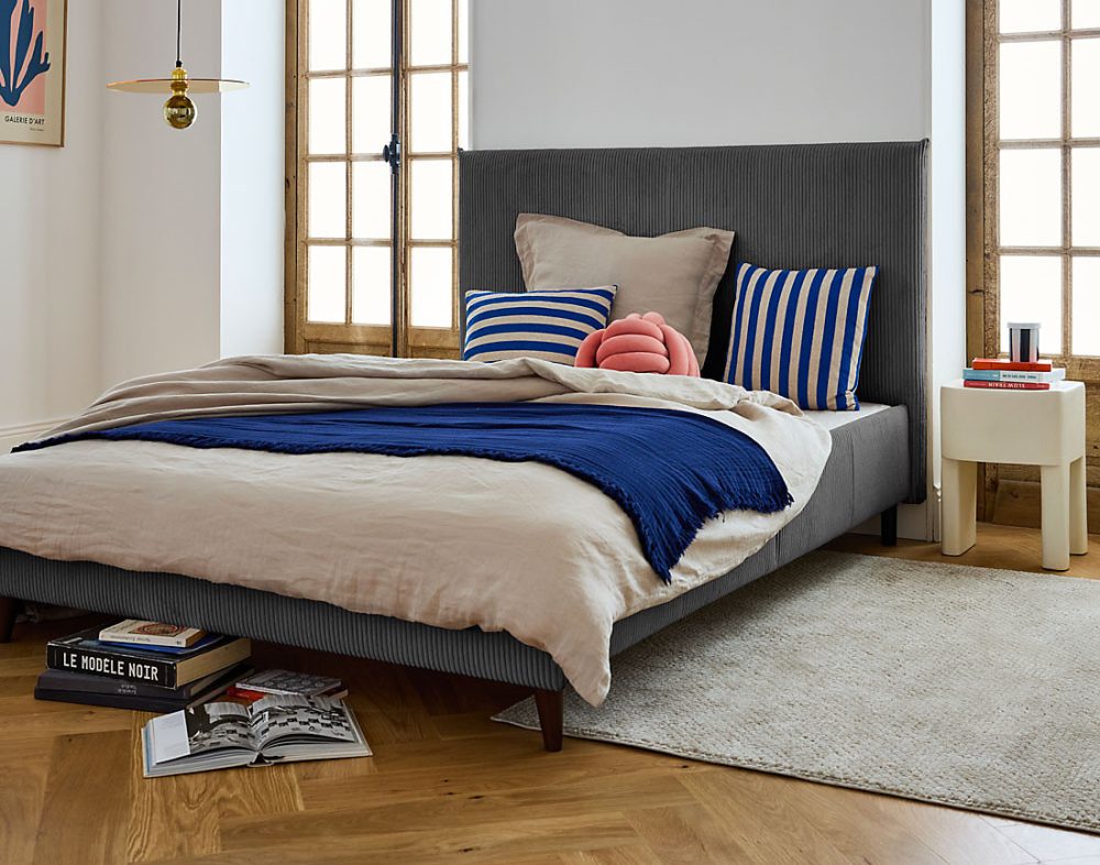 Botticelli | cadre de lit queen size – 160x200 – en velours côtelé – Best Mobilier