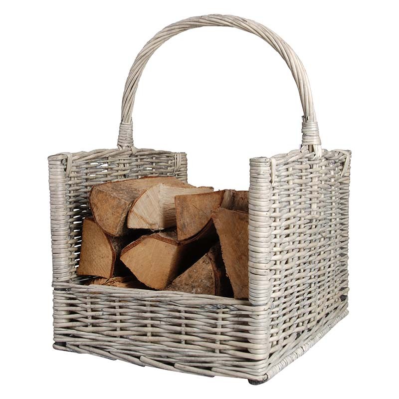 Panier pour bûches gris - Rangement bois design