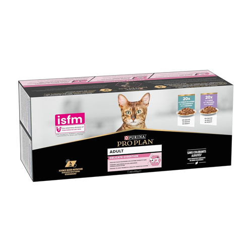MAXI PACK SACHETS CHAT PROPLAN® ADULT DELICATE DIGESTION POISSON/DINDE - 40X85G