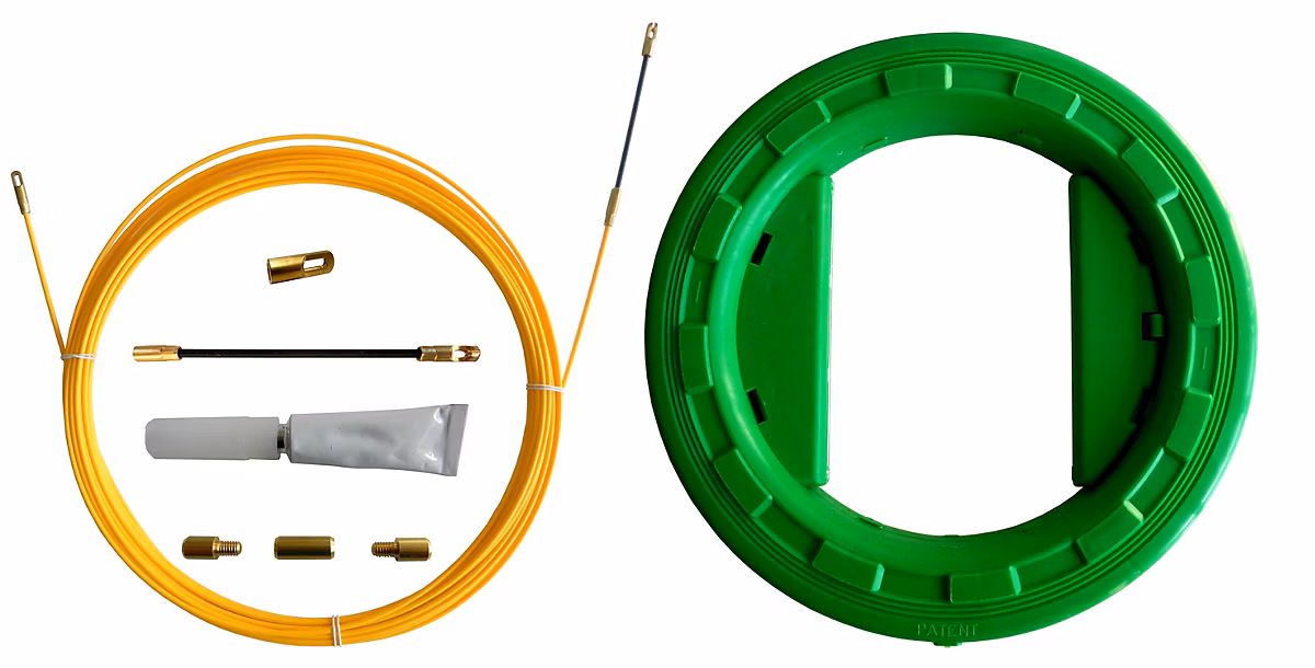 Aiguille tire – fil SNAKE en fibre de verre diamètre 3 mm | 30 mètres. Avec kit de réparation et carter de rangement