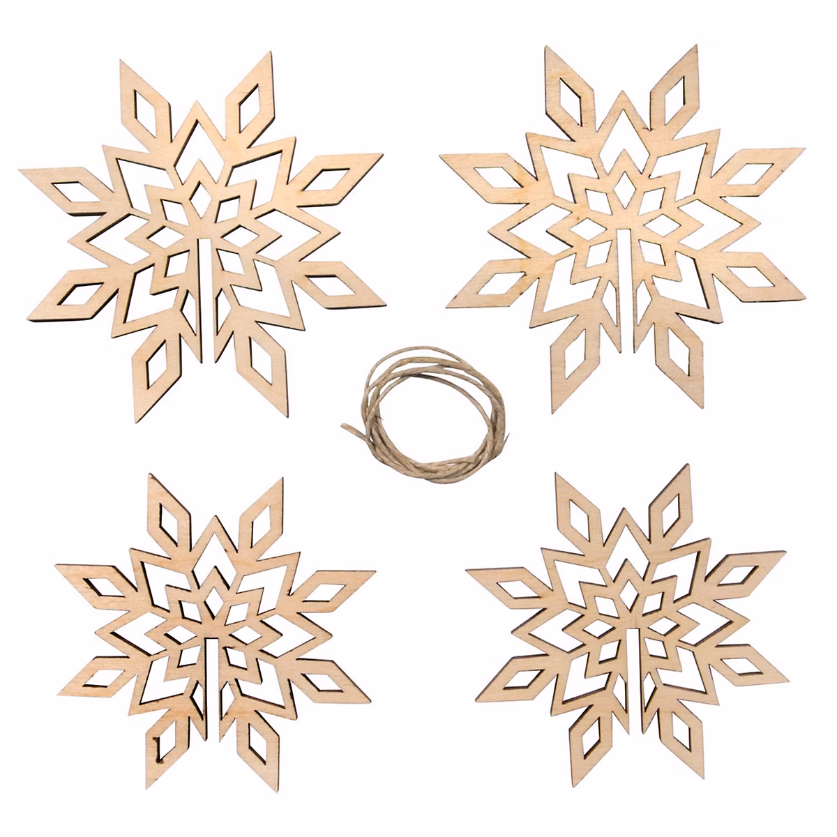 Décoration extérieure de Noël – 2 flocons de neige 3D en bois pour sapin de Noël
