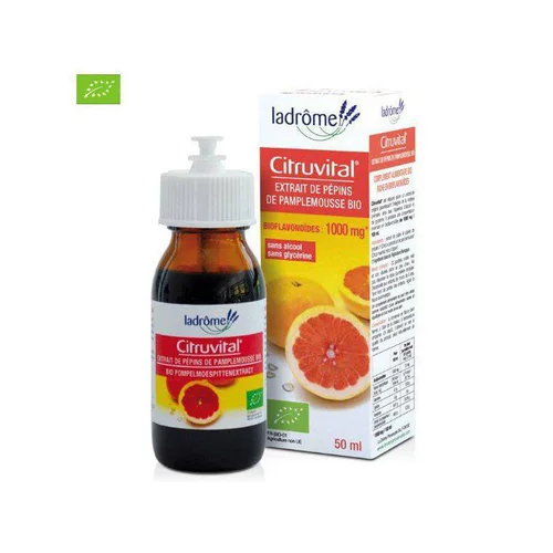 Extérieur pratique：Extrait de pépins de pamplemousse bio Drôme Provençale Citruvital - 50 ml