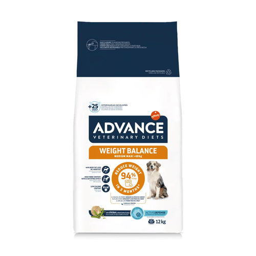 CROQUETTES CHIEN ADVANCE® VETERINARY DIETS - WEIGHT BALANCE - MEDIUM/MAXI - 12KG
