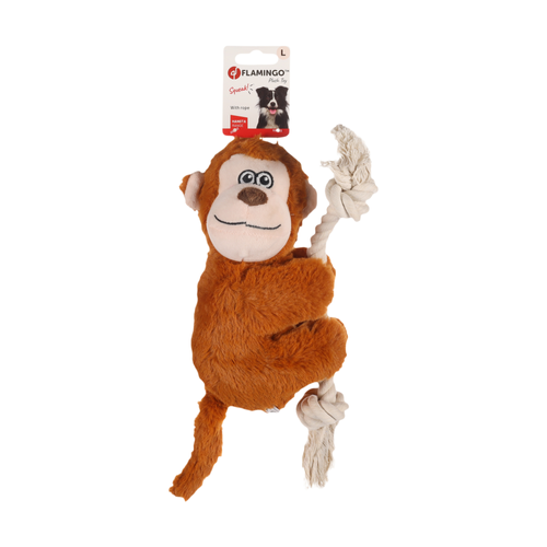 JOUET POUR CHIEN FLAMINGO® HANGTA SINGE AVEC CORDE BRUN