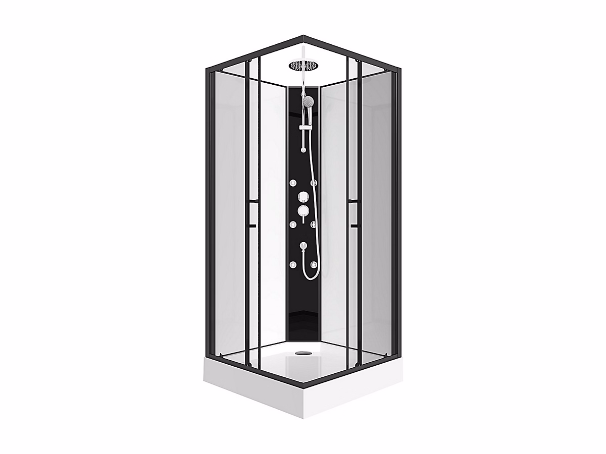Cabine de douche d'angle hydromassante – L80 x l80 x H225 cm, KIVORA