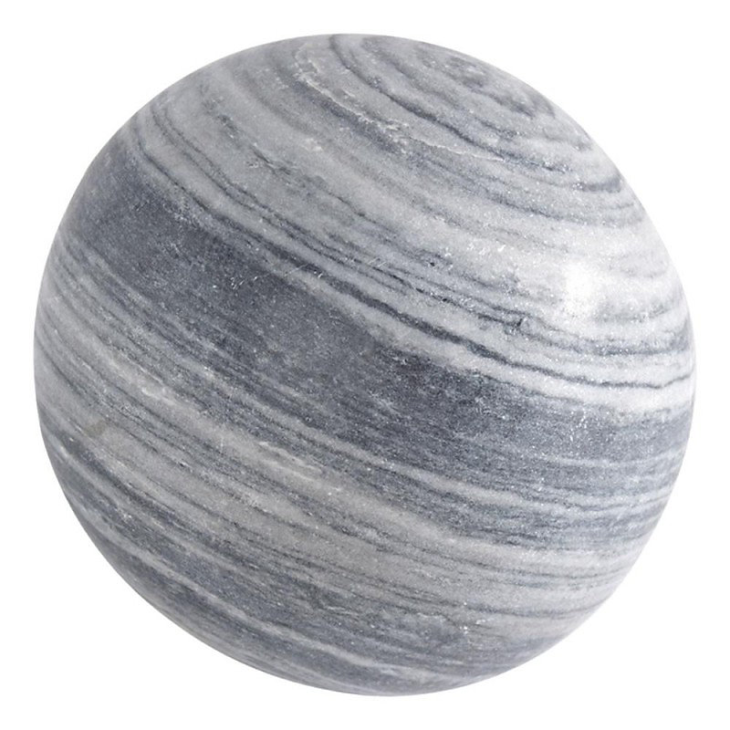 Boule déco jardin marbre effet rayé noir et blanc diamètre 20 cm – Gris 20 cm