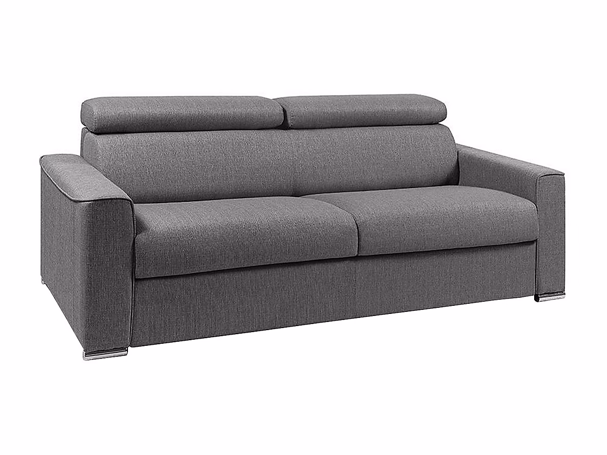 Canapé 4 places convertible express en tissu gris – Couchage 160 cm | Matelas 18 cm VIZIR