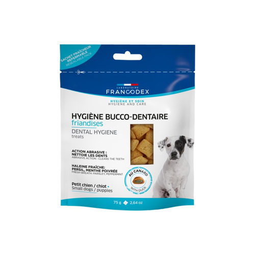 FRIANDISES POUR PETIT CHIEN/CHIOT HYGIÈNE BUCCO-DENTAIRE FRANCODEX® - 75G