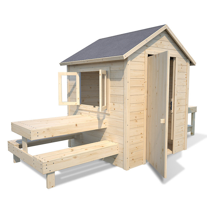 Cabane en bois enfant cuisine et table BLANCHE – Réf. NTYUCAQRR0654329367