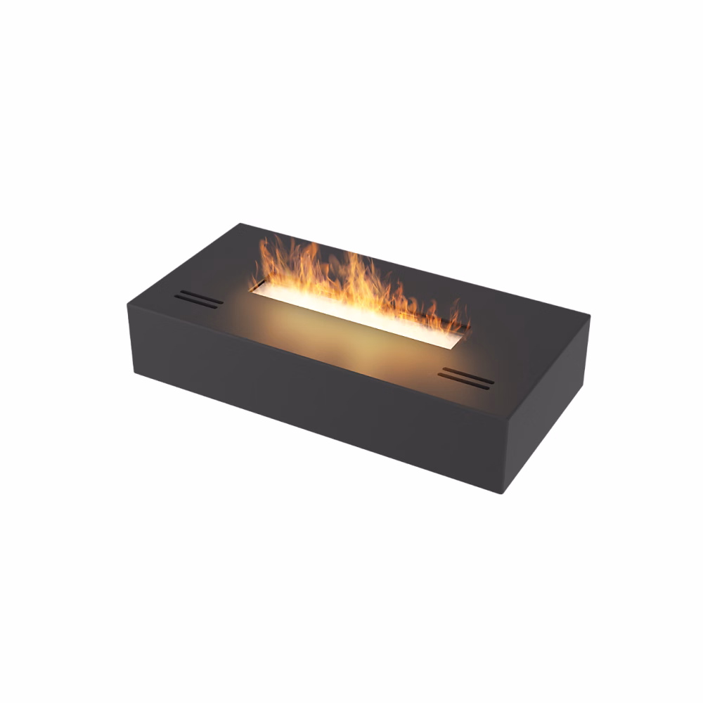 Chauffage d'appoint – Brûleur Au Bioéthanol Avec Insert De Plan De Travail En Acier Inoxydable Noir Mat 40Cm