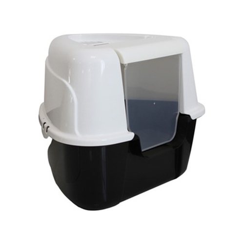 MAISON DE TOILETTE POUR CHAT M-PETS® 'TANIS' - NOIRE & BLANCHE - XL