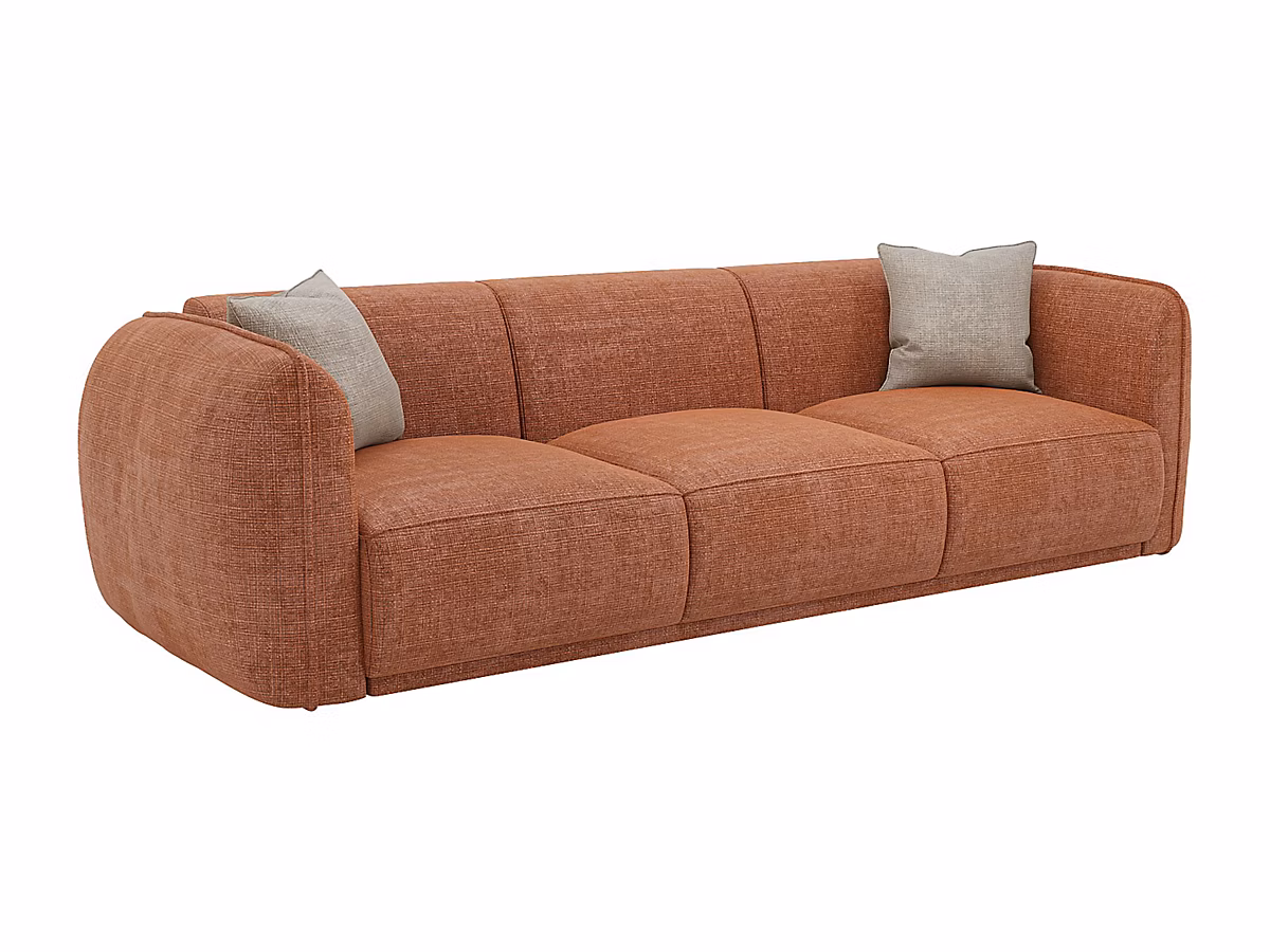 Canapé 3 places en tissu chenille terracotta JUNETI | Canapé