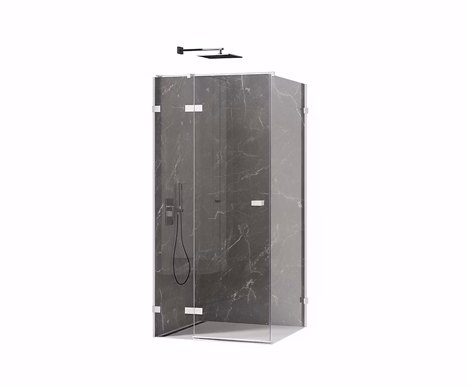 Cabine de douche blanc 90 × 120cm – pivotante gauche SANTORINI WHITE | acces de face
