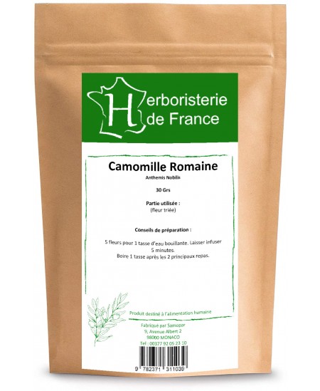 Herboristerie de France - Tisane Camomille Romaine capitule fleur entière - 30 gr