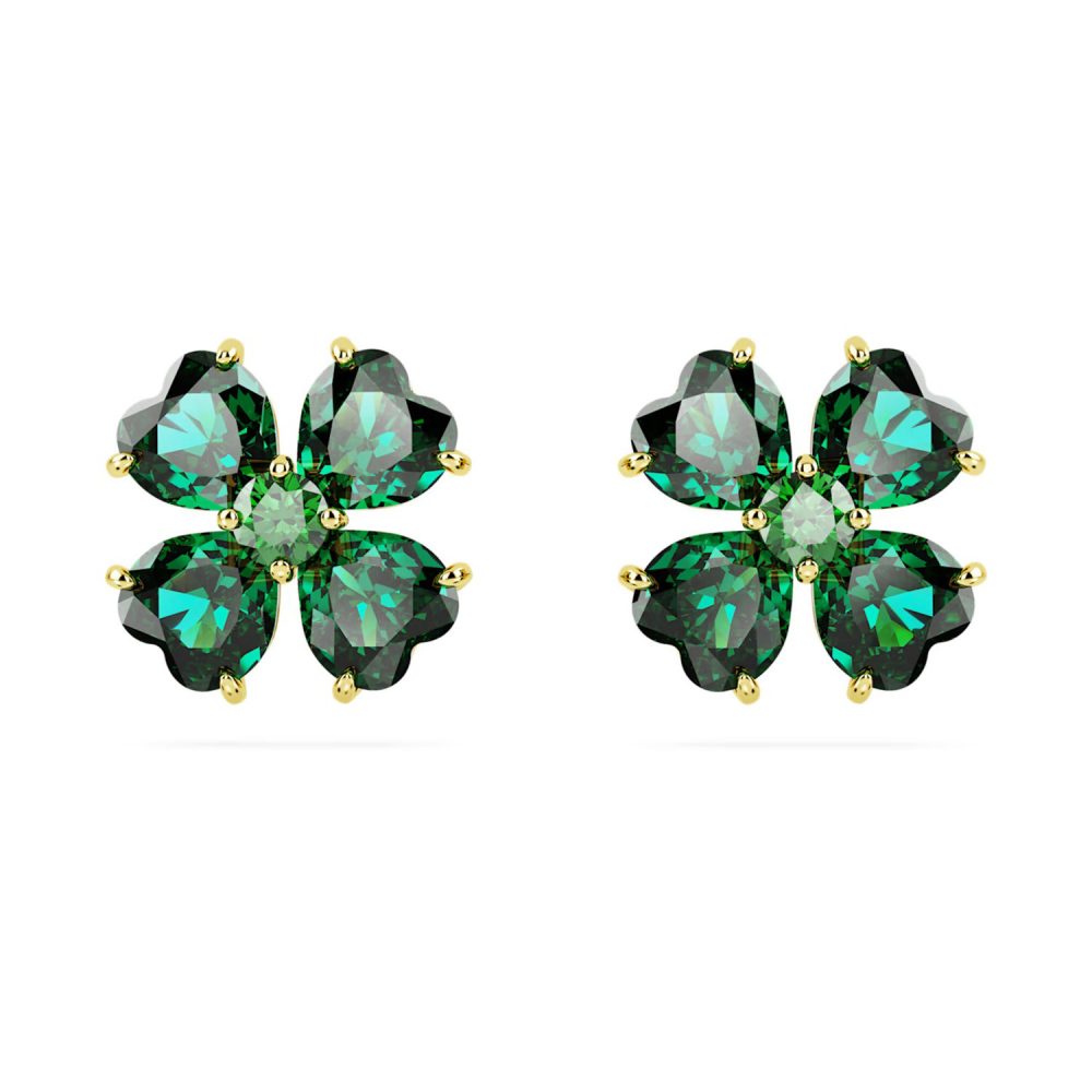 Clous d'oreilles Swarovski Idyllia trèfle vert
