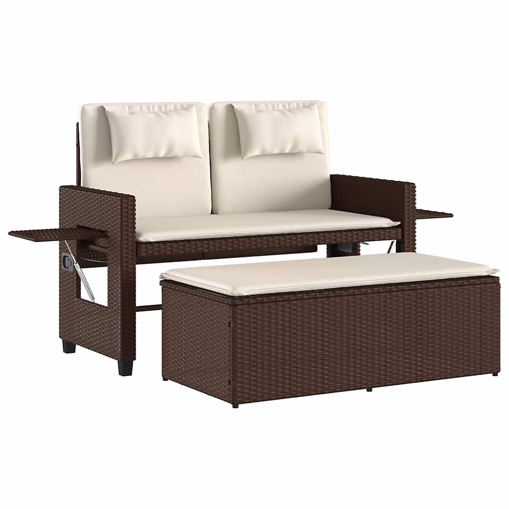 Banc inclinable de jardin avec coussins marron résine tressée vidaXL – Réf. OPFIKARQY3104884354
