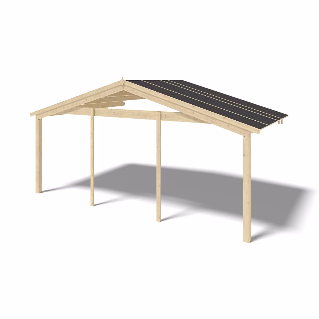 Avant-toit en bois 6 × 3m pour le chalet de jardin 6m – couleur naturel, DOM556