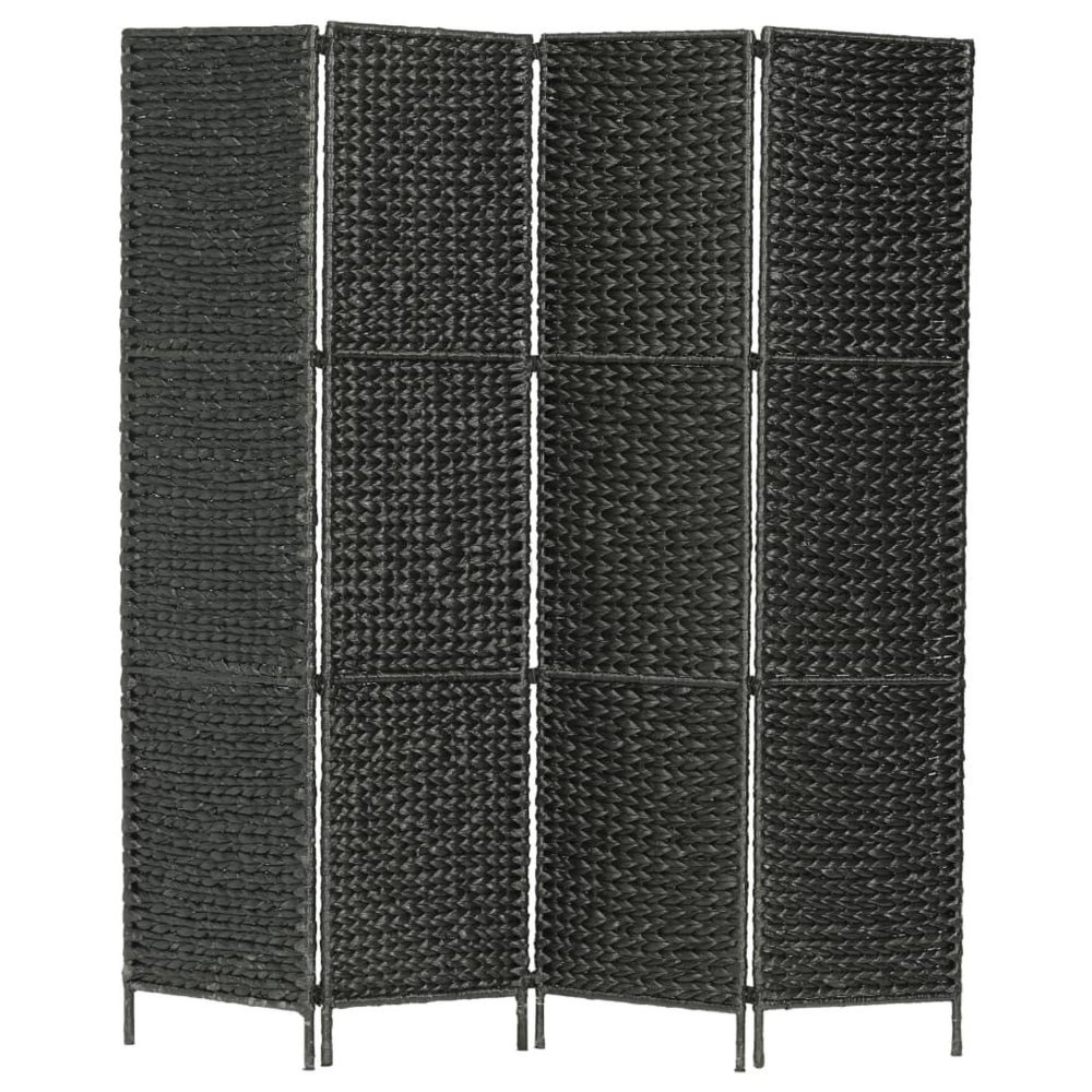 VIDAXL Cloison de separation 4 panneaux Noir 154x160 cm Jacinthe d'eau