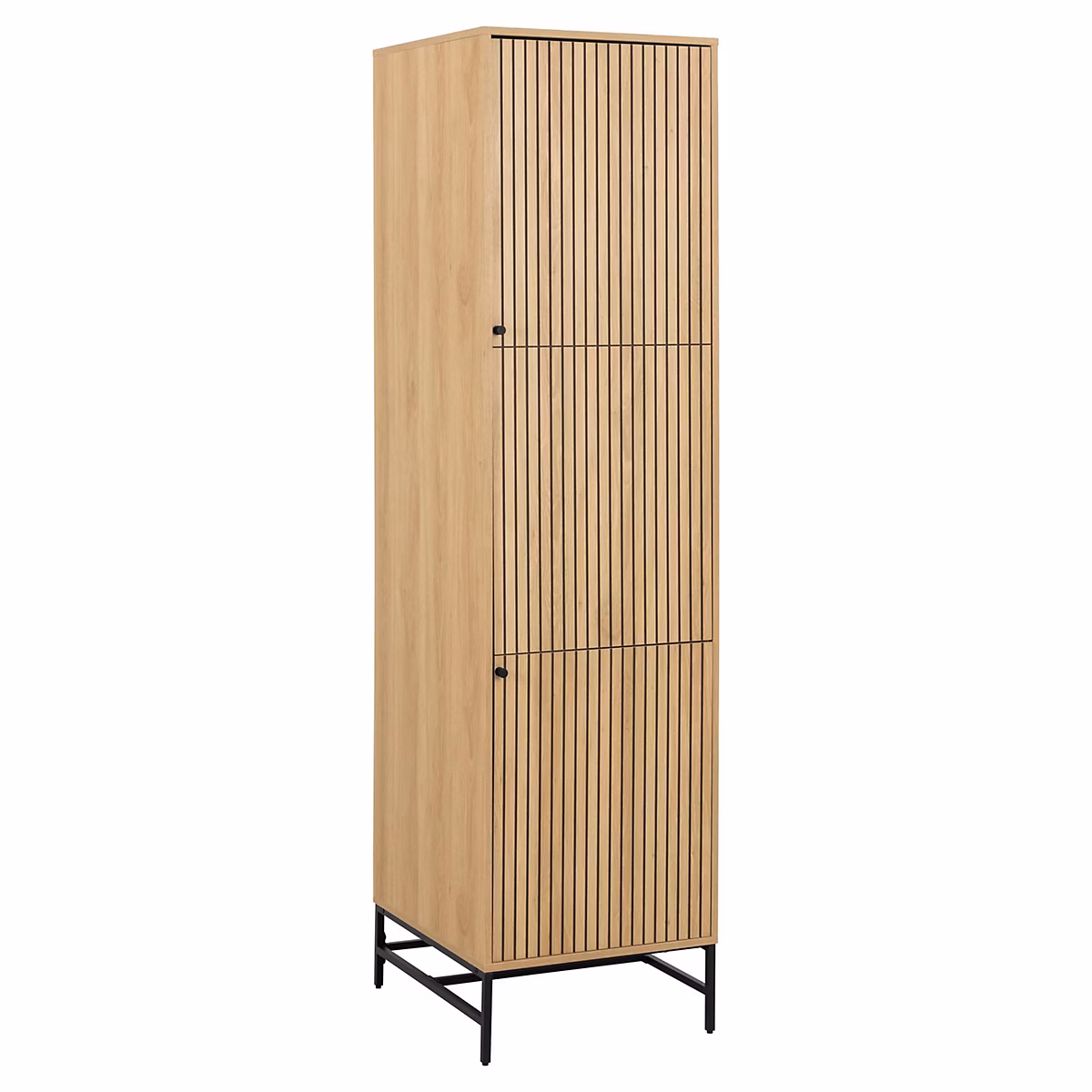 Armoire 2 portes et 2 étagères effet tasseaux Beige – L. 51.1 x l. 60 x H. 200 cm, BAÏKAL