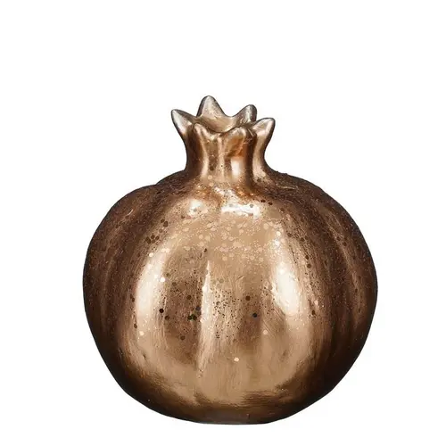 Idée extérieure：Fruit de grenadier en résine marron clair brillant - 14 x 13 x 14,5 cm