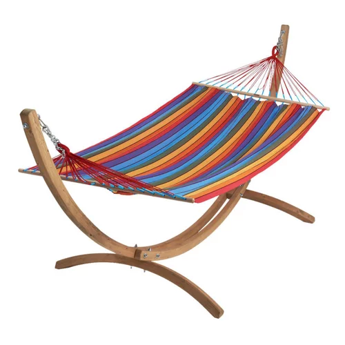 Au quotidien：Set support et hamac EsKapade coloris multicolore en bois et polypropylène Jobek Hamacs - 323 x 125 x 128 cm