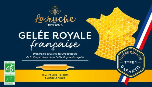 Jardin essentiel：Complément alimentaire gelée royale bio française Dietaroma La Ruche - 10 ampoules x 15 ml