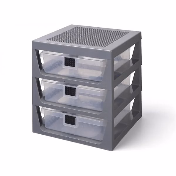 Boîte de rangement 3 tiroirs personnalisables Lego – Gris