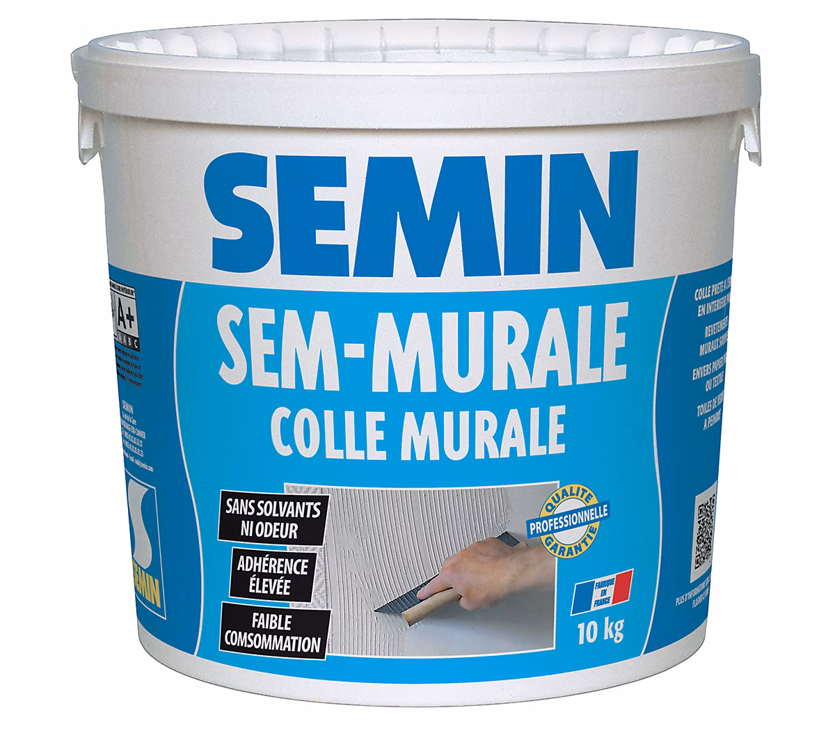 Colle pour Toiles de Verre et Revêtements Muraux Légers Semin – Prêt à l'Emploi, Seau de 10 kg