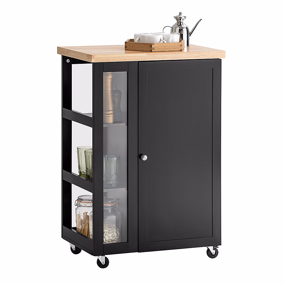 Chariot de Service à Roulettes – Meuble de Rangement Cuisine et Salon,Noir,FKW75-SCH,SoBuy