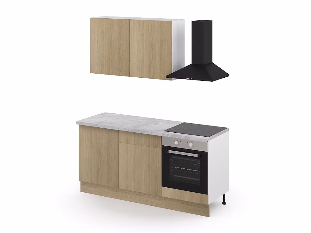 Cuisine complète GoodHome Elcot effet chêne 2 caissons hauts + 3 bas sans électroménager l.80 cm | Cuisine