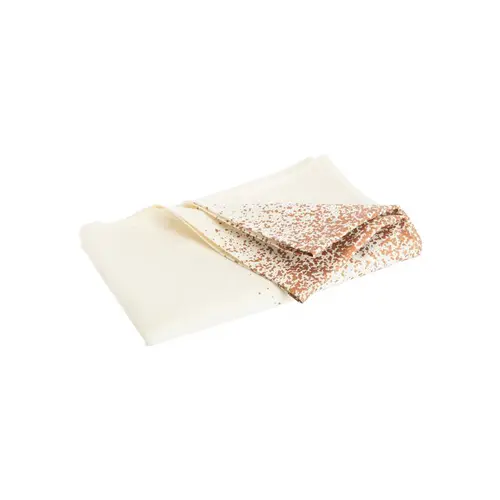 Côté végétal：Nappe en coton blanc à décor central bronze scintillant - 250 x 150 cm