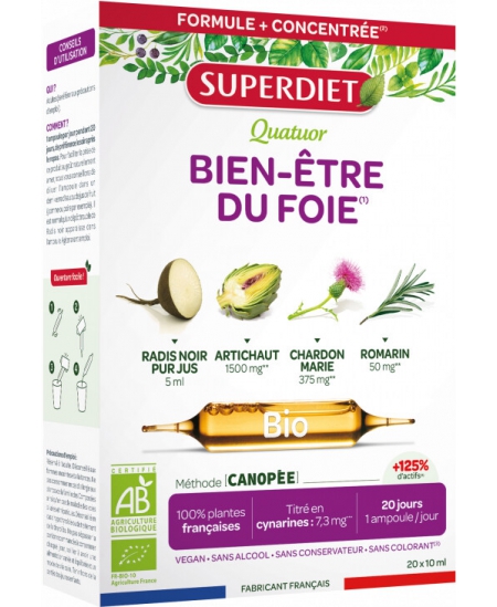Super Diet - Quatuor Chardon Marie Artichaut Romarin Radis Noir - 20 Ampoules