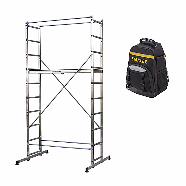 Echafaudage domestique: Hauteur de travail max 3.78m + Sac à dos de chantier – 203702 | SAC