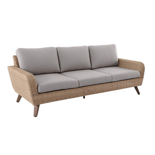 CANAPÉ 3 PLACES 'ROYAL RIVIERA' MWH® - RÉSINE TRESSÉE COUSSINS GRIS