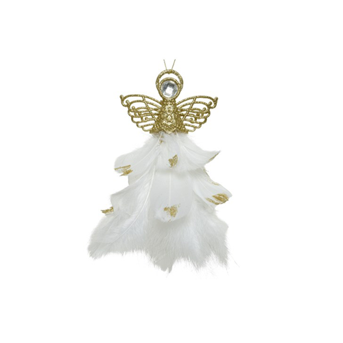 SUSPENSION AVEC PLUMES OR CLAIR/BLANC