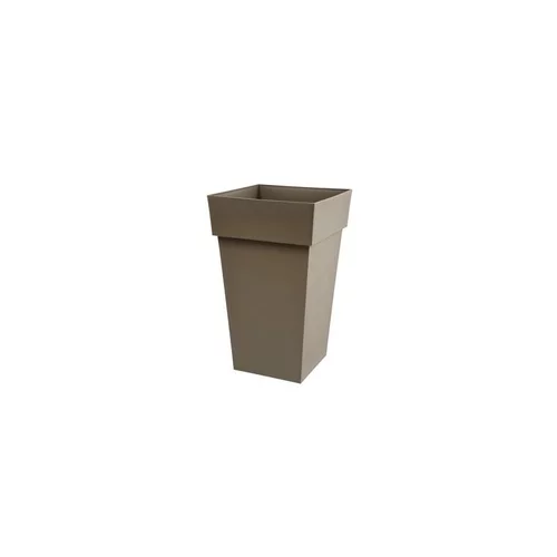 Jardin nature：Pot Toscane carré haut taupe L40xl39xH65 cm