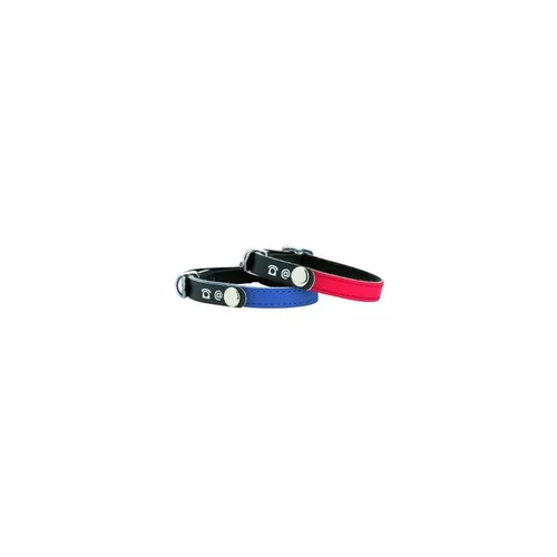 Jardin & pratique：Collier pour chat en cuir coloris bleu marine Bobby porte-adresse
